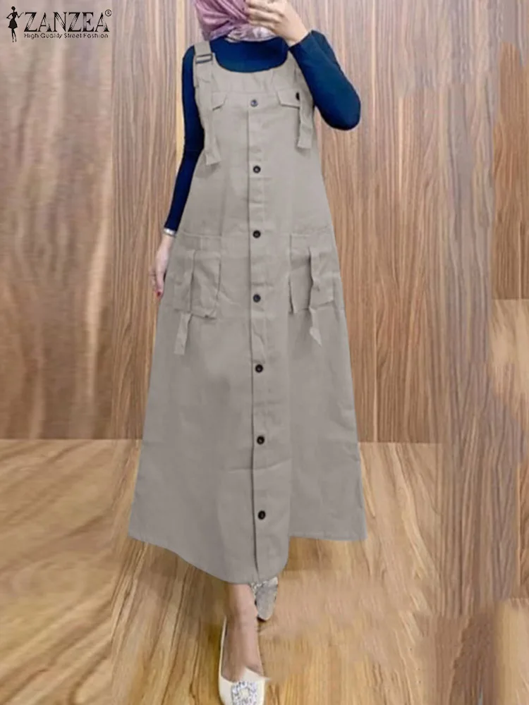 ZANZEA Spring Fashion Eid Mubarek Muslim Dress Woman Sleeveless Square Collar Dresses Female Elegant Party Strap Vestidos 2024
ZANZEA Spring Fashion Eid Mubarek Muslim Dress Woman Sleeveless Square Collar Dresses Female Elegant Party Strap Vestidos 2024