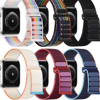애플 워치 밴드용 나일론 스트랩, 시리즈 9, 8, se, 7, 6, 5, 4, 3, 울트라 2, 아이워치 팔찌, Correa 44mm, 40mm, 49mm, 45mm, 41mm, 38mm 상품 이미지