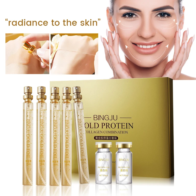 Protein Line Carving Set Face Skin Firming Lift Essence Anti-Wrinkle Face Filler Absorbable Gold Collagen Protein Line
Protein Line Carving Set Face Skin Firming Lift Essence Anti-Wrinkle Face Filler Absorbable Gold Collagen Protein Line
