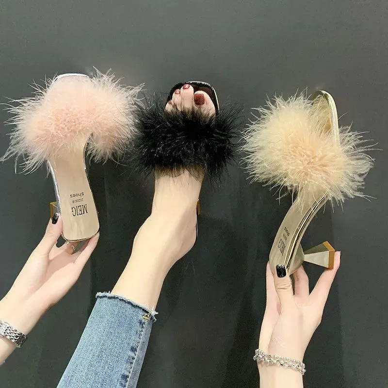 Sexy Mules Sandal Women Summer Outdoor Fashion Slippers Square Toe High Heels Office Ladies Feather Slides Classics Furry Shoes
Sexy Mules Sandal Women Summer Outdoor Fashion Slippers Square Toe High Heels Office Ladies Feather Slides Classics Furry Shoes
