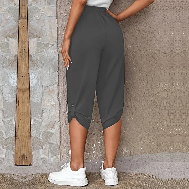 Women's Elastic Waist Crop Sweatpants Loose Fit Casual Summer Capris with Pockets Roll-Up Bottoms S-3XL 35 Sf11eb95f325642f1a3e469b00e4096855