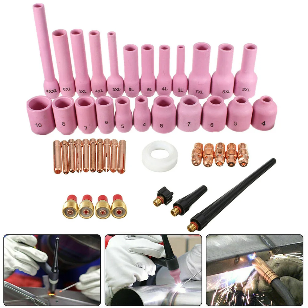 46Pcs TIG Gas Lens Collet Welding Torches Body Assorted Kit For TIG Welding Torch SR For WP-9 WP-20 WP-25 TIG Torches
46Pcs TIG Gas Lens Collet Welding Torches Body Assorted Kit For TIG Welding Torch SR For WP-9 WP-20 WP-25 TIG Torches