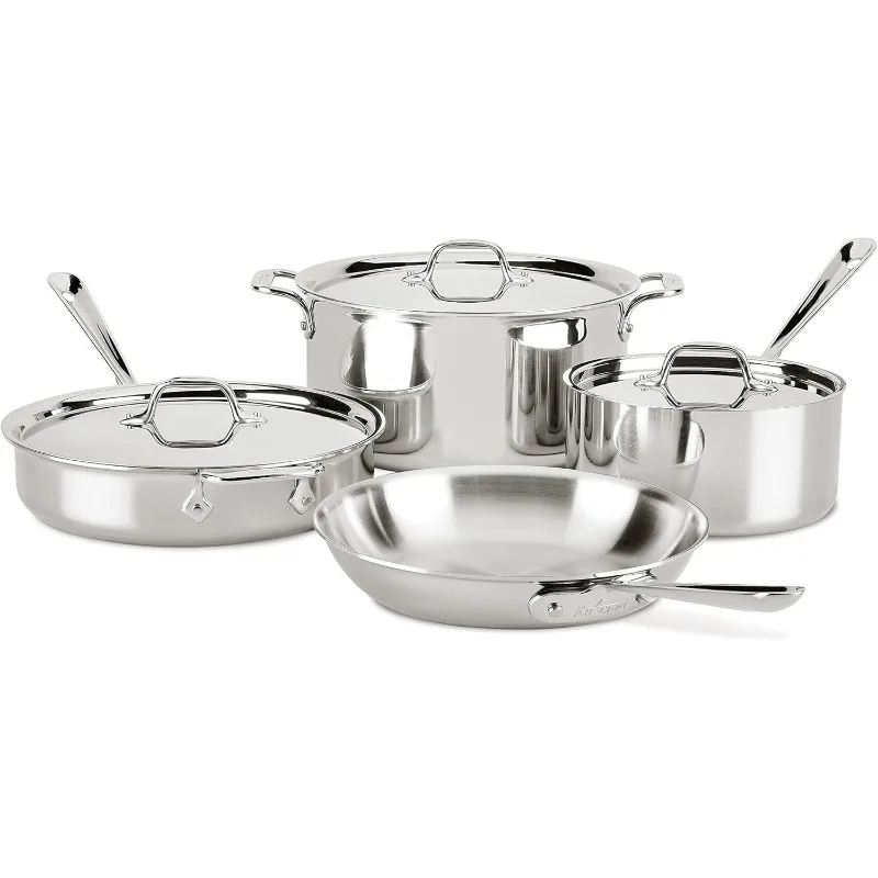 Stainless Steel Cookware Set 7 Piece, Induction Compatible, Oven Broiler Safe 600F, Kitchen Cooking Set w/ Frying Pan
Stainless Steel Cookware Set 7 Piece, Induction Compatible, Oven Broiler Safe 600F, Kitchen Cooking Set w/ Frying Pan