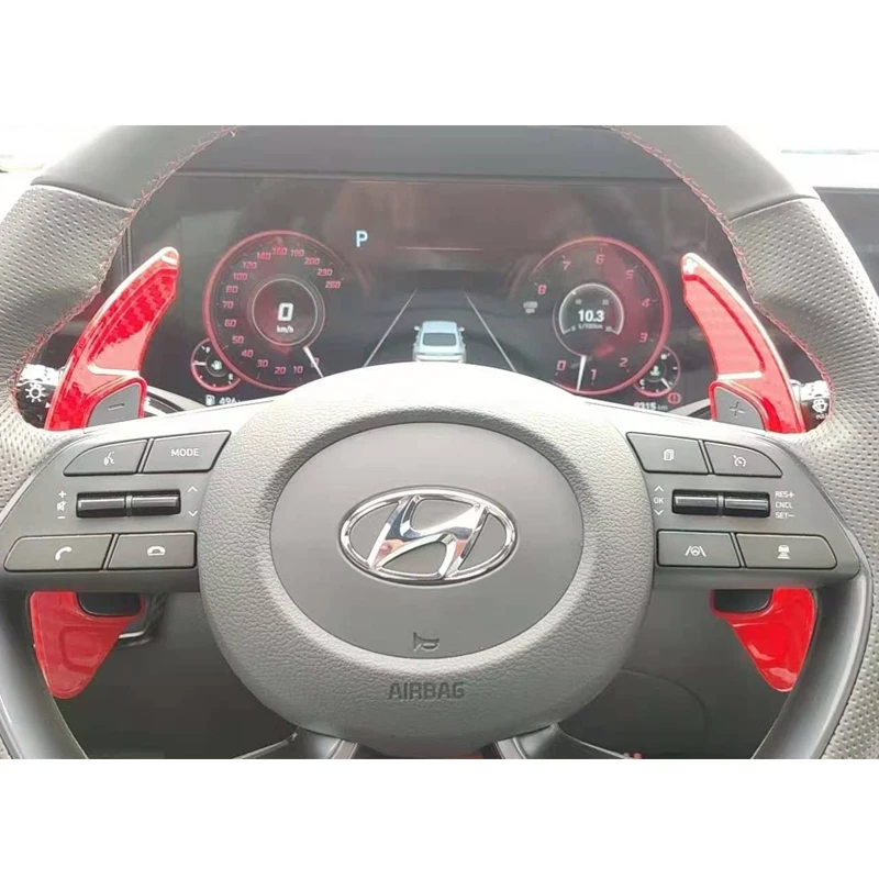 

For Hyundai Sonata Tucson Elantra 2020-22 Extended Steering Wheel DSG Shift Paddle ABS Carbon Fiber Red Black