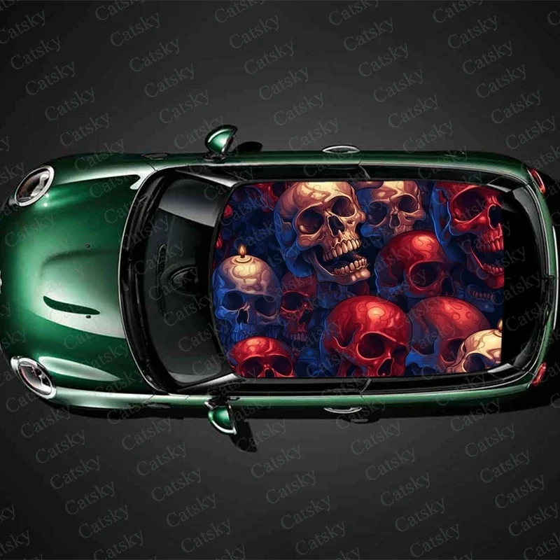 

Bunch of Skulls Car Roof Sticker Wrap Racing SUV Accessories Packaging Painted PVC Custom Car Graphic Decal