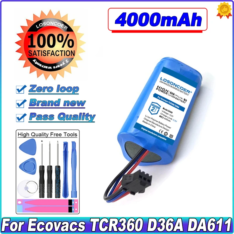 LOSONCOER 4000mAh Battery For Ecovacs TCR360 D36A/B/C/E DA611 DB35 DA60 Battery
LOSONCOER 4000mAh Battery For Ecovacs TCR360 D36A/B/C/E DA611 DB35 DA60 Battery