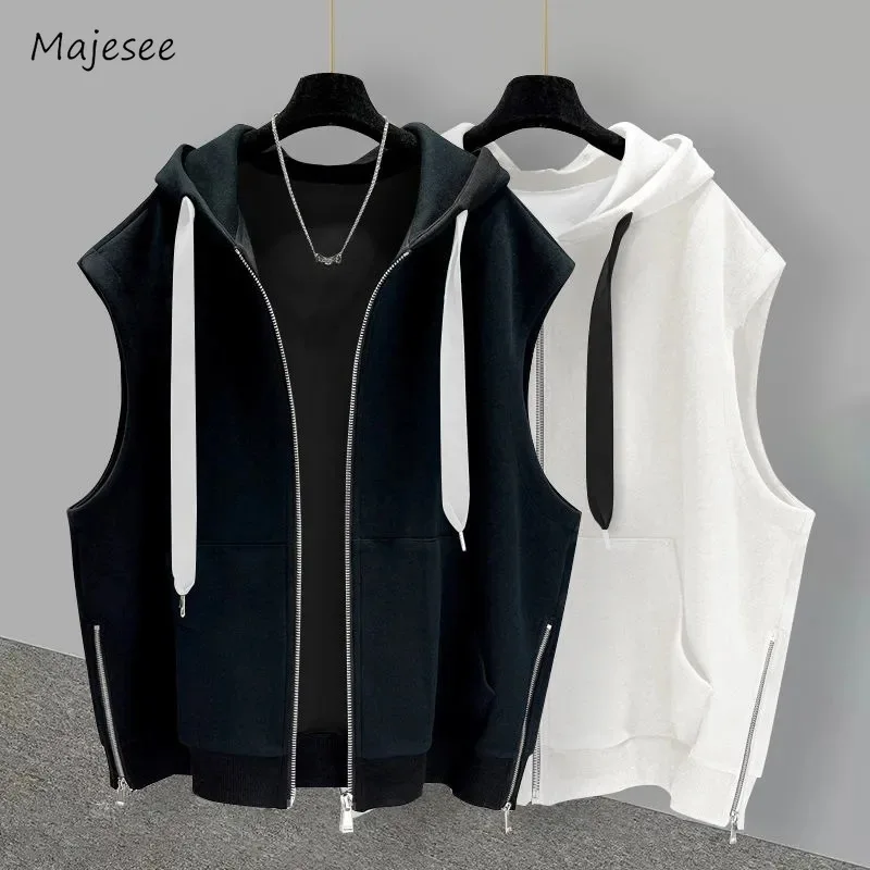 

Sporty Vests Men Summer Hooded Pure Color Simple Fitness Bodybuilding Outwear Joggers Daily Breathable Prevalent Chic Cool Ins