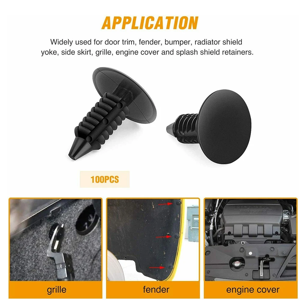 100 Pcs 8mm Hole Car Bumper Plastic Clips Shield Retainer Fender Fastener Rivets Auto Clips Hole Plastic Rivet
100 Pcs 8mm Hole Car Bumper Plastic Clips Shield Retainer Fender Fastener Rivets Auto Clips Hole Plastic Rivet