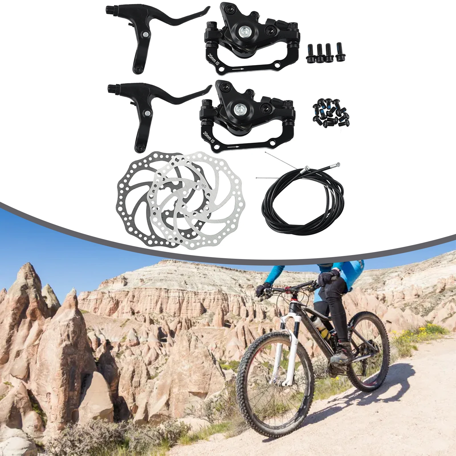 Mtb Bicycle Alloy Mechanical Disc Brake Front & Rear Set With 160mm Rotors Black+Silver Cycling Accessories Alloy
Mtb Bicycle Alloy Mechanical Disc Brake Front & Rear Set With 160mm Rotors Black+Silver Cycling Accessories Alloy