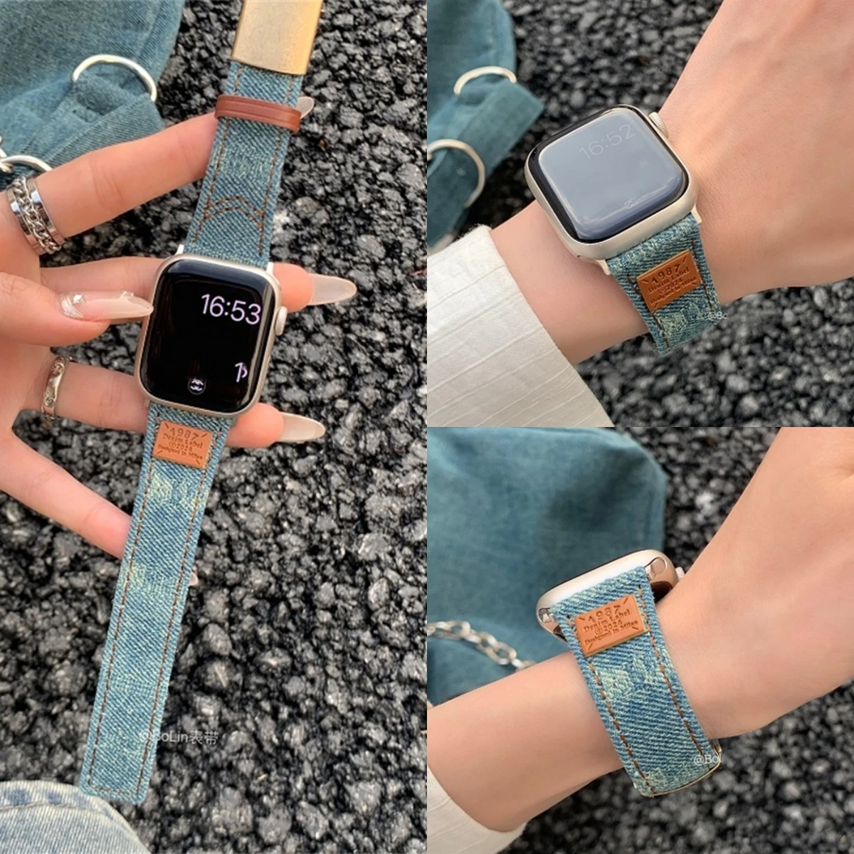 Роскошный джинсовый ремешок в стиле ретро для Apple Watch 9 8 7 6 5 4 3 2 SE, ультра шикарный металлический ремешок с пряжкой для iWatch 41 мм 49 45 42 40 38 мм
Роскошный джинсовый ремешок в стиле ретро для Apple Watch 9 8 7 6 5 4 3 2 SE, ультра шикарный металлический ремешок с пряжкой для iWatch 41 мм 49 45 42 40 38 мм