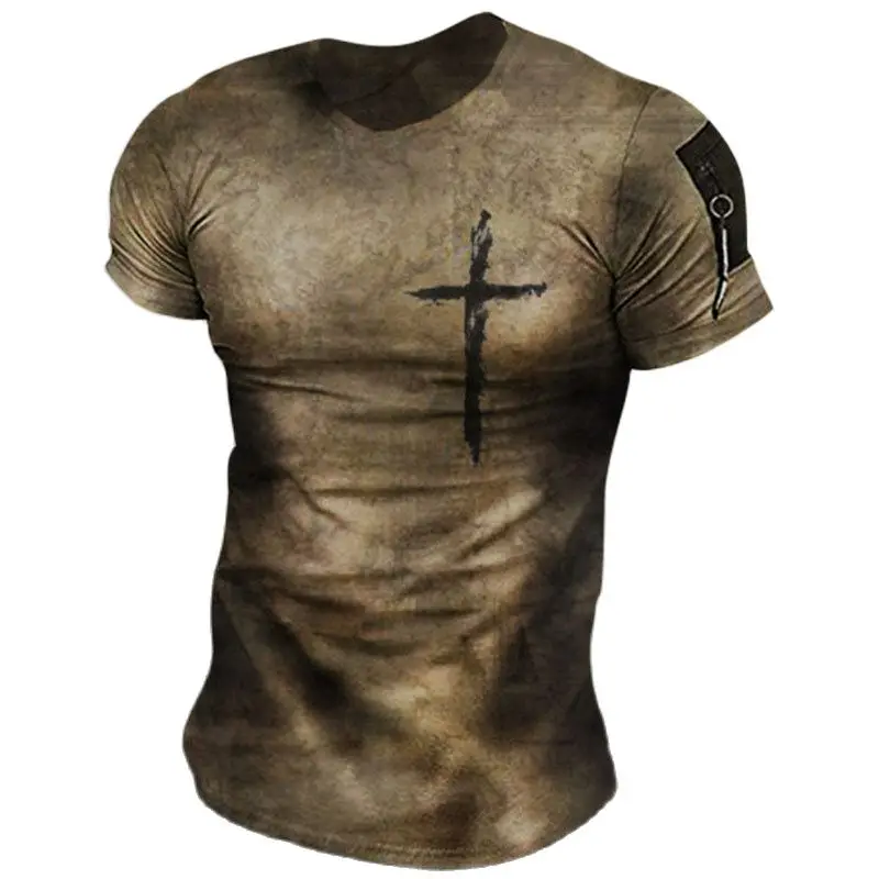 2023 Retro Cross Print Men's T-shirt Summer Breathable Quick Dry Round Neck Loose Short Sleeve Rock Street Top
2023 Retro Cross Print Men's T-shirt Summer Breathable Quick Dry Round Neck Loose Short Sleeve Rock Street Top