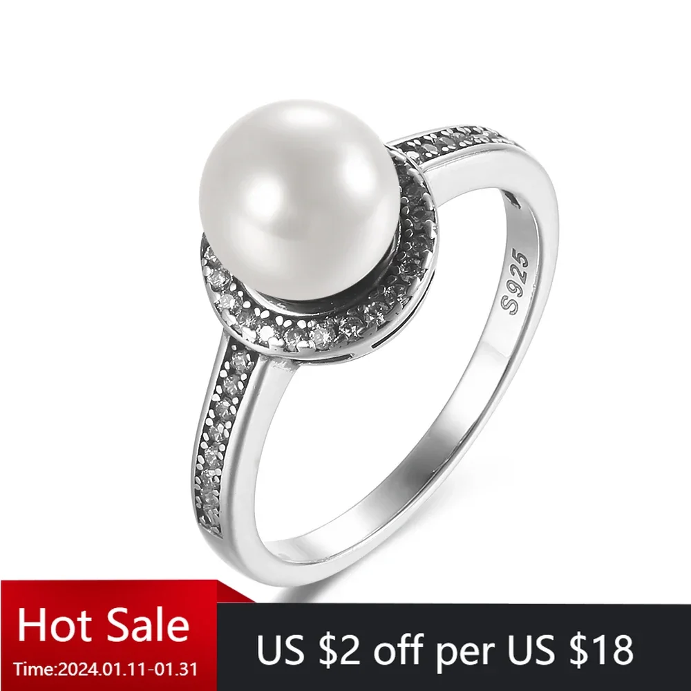 

Женское серебряное блестящее кольцо с жемчугом 7 мм