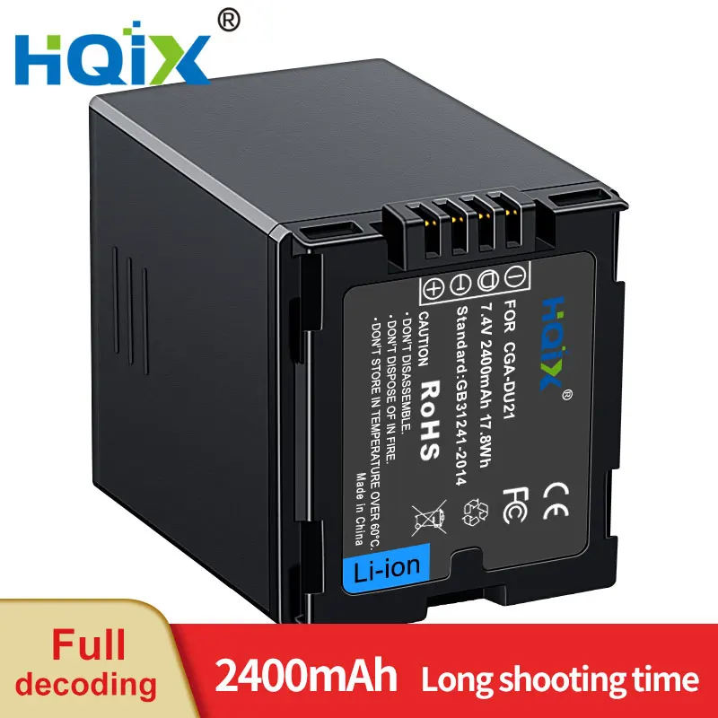 

HQIX for Panasonic PV-GS39 GS400 GS50 GS500 GS55 GS59 GS65 GS70 GS75 GS80 GS85 SDR-H18 H20 H250 Camera CGA-DU21 Charger Battery