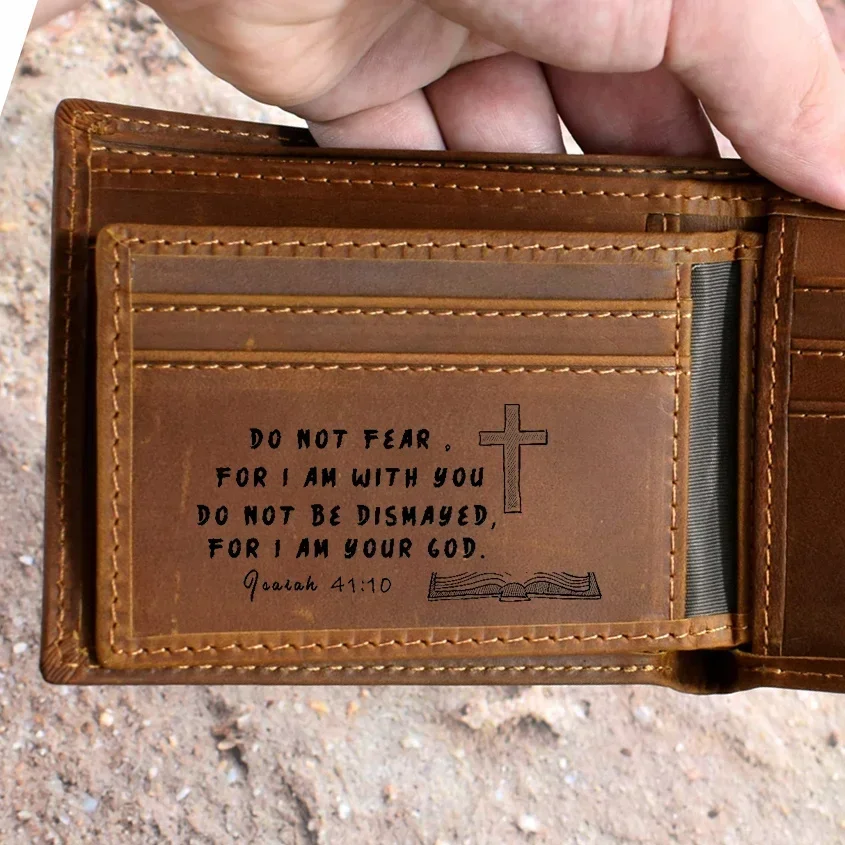 Biblical Quotes RFID Wallet for Man Bible Gift for Men Genuine Leather Wallet Faith Customized Card Holder Do Not Fear
Biblical Quotes RFID Wallet for Man Bible Gift for Men Genuine Leather Wallet Faith Customized Card Holder Do Not Fear