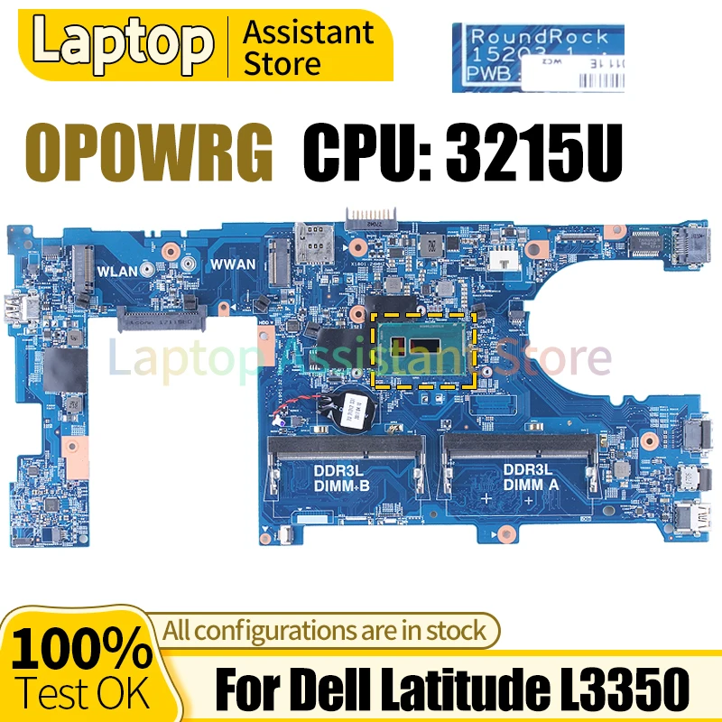 For Dell Latitude L3350 Mainboard 15203-1 0P0WRG SR243 3215U 100% test Notebook Motherboard
For Dell Latitude L3350 Mainboard 15203-1 0P0WRG SR243 3215U 100% test Notebook Motherboard