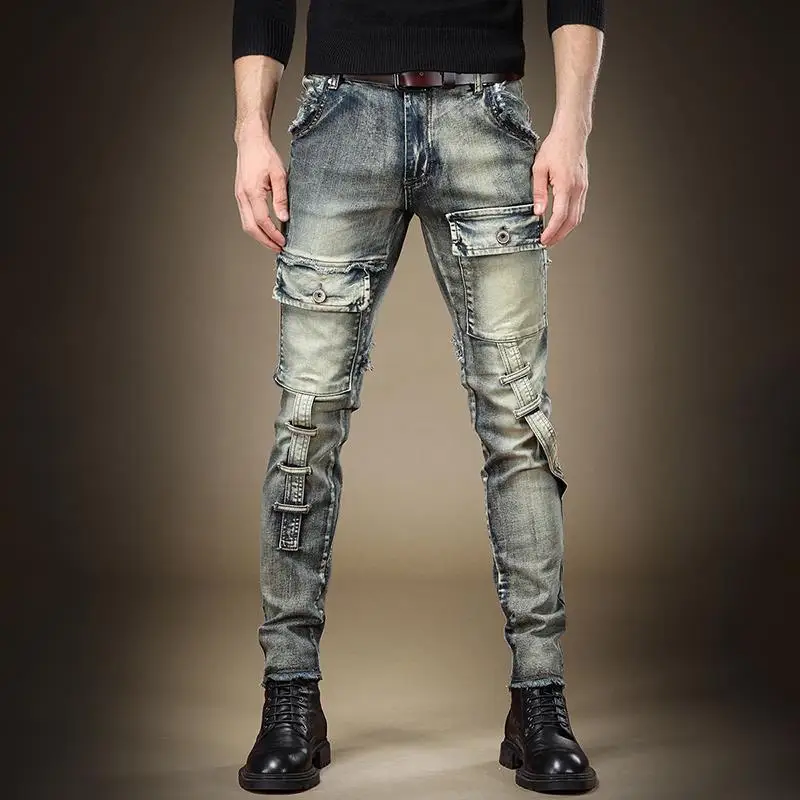 European and American Retro Heavy Industry Washed Tooling Jeans Men's Autumn and Winter Scratch and Grind Slim Fit Casual Pants
European and American Retro Heavy Industry Washed Tooling Jeans Men's Autumn and Winter Scratch and Grind Slim Fit Casual Pants