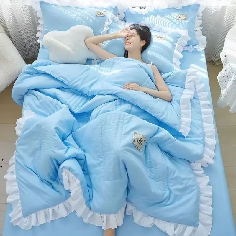 Pastoral Plaid Washed Blankets Lace Quilt with Cotton Princess Bed Quilt Bedding Summer Air Conditioning Quilts Bed Skirt Purple
Pastoral Plaid Washed Blankets Lace Quilt with Cotton Princess Bed Quilt Bedding Summer Air Conditioning Quilts Bed Skirt Purple