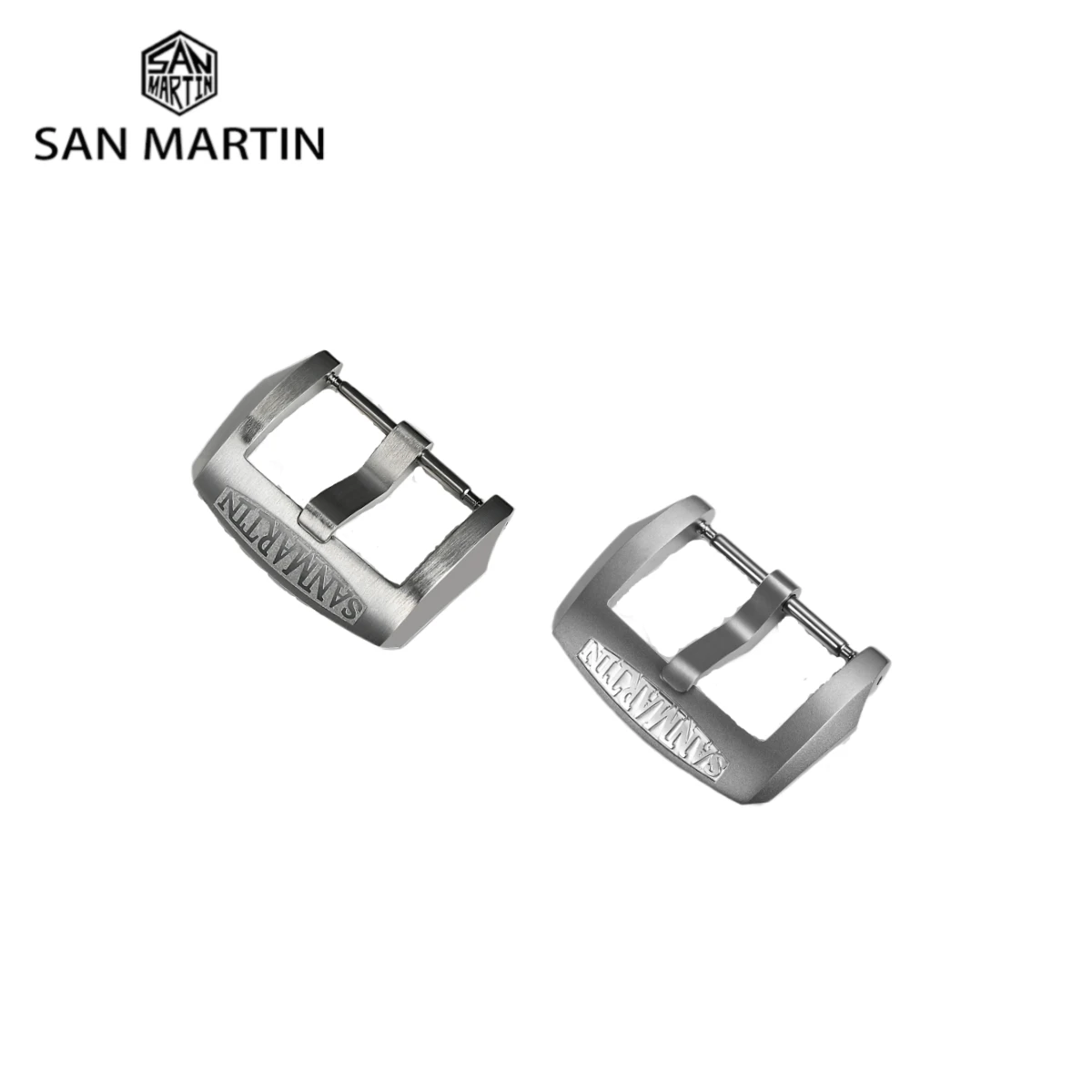 

San Martin Pin Buckle 18mm 20mm 22mm Men Watchband Strap Brushed Sandblasted 316L Stainless Steel Universal Watch Accessories