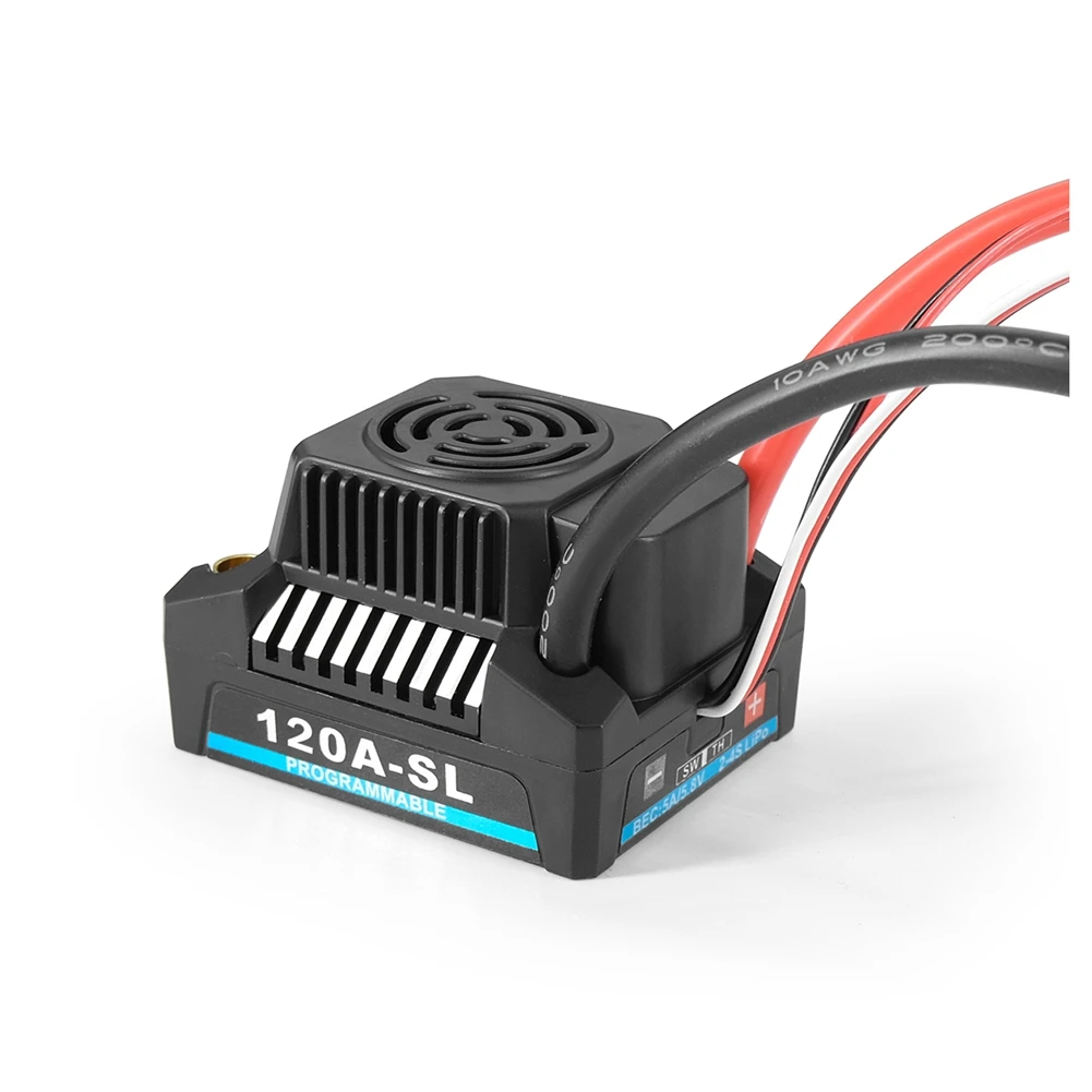 Waterproof 2-4S Brushless ESC with 5.8V-6.1V/3A BEC for 1/8 1/10 1/12 RC Model Car Truck Boat,120A
Waterproof 2-4S Brushless ESC with 5.8V-6.1V/3A BEC for 1/8 1/10 1/12 RC Model Car Truck Boat,120A