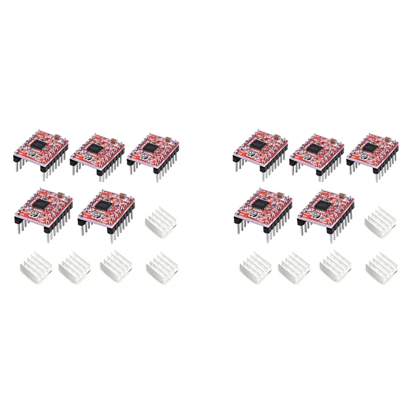 

10Pcs A4988 Stepstick Stepper Motor Driver Module With Heat Sink For 3D Printer Reprap Suitable