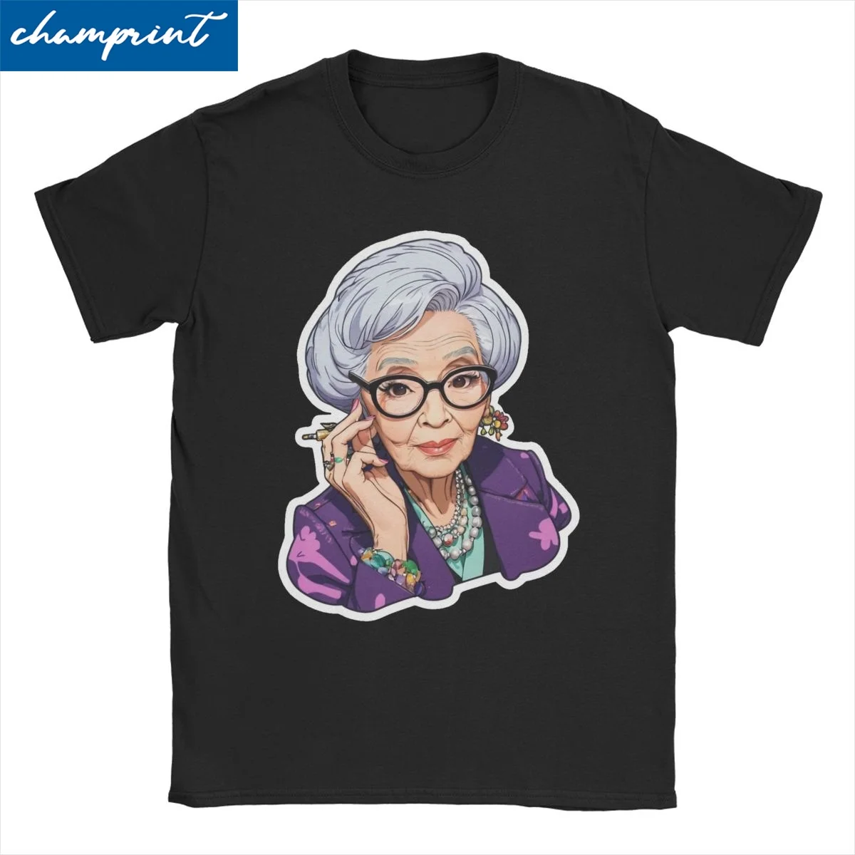 

Cool Iris Apfel Portrait T-Shirts Men Women Crewneck 100% Cotton T Shirt Short Sleeve Tee Shirt Gift Idea Clothing