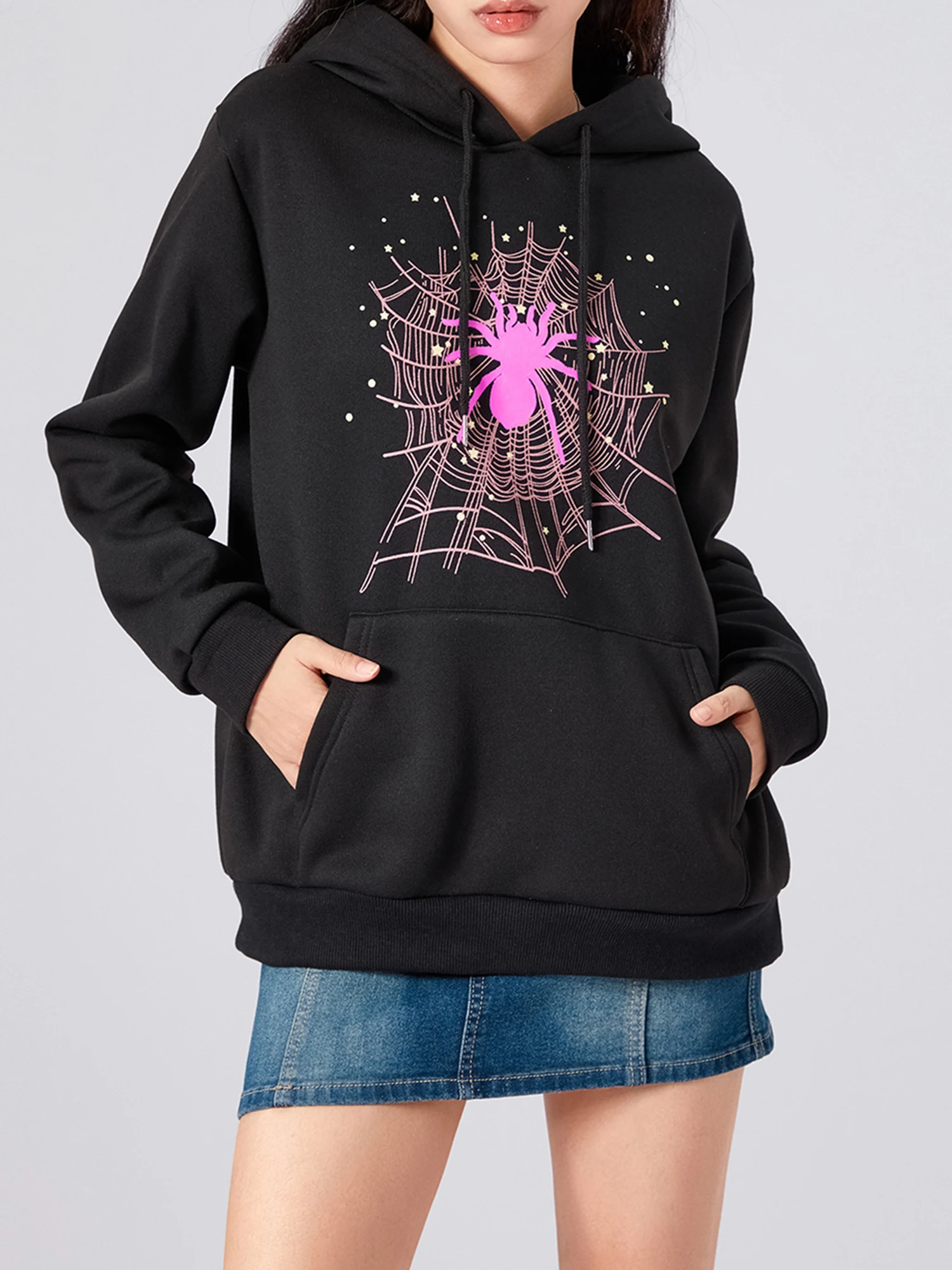 Spider Web Print Hoodies Men Women Hip Hop Long Sleeve Loose Hooded Sweatshirt Pants Autumn Gothic Punk Oversized Pullover Tops
Spider Web Print Hoodies Men Women Hip Hop Long Sleeve Loose Hooded Sweatshirt Pants Autumn Gothic Punk Oversized Pullover Tops
