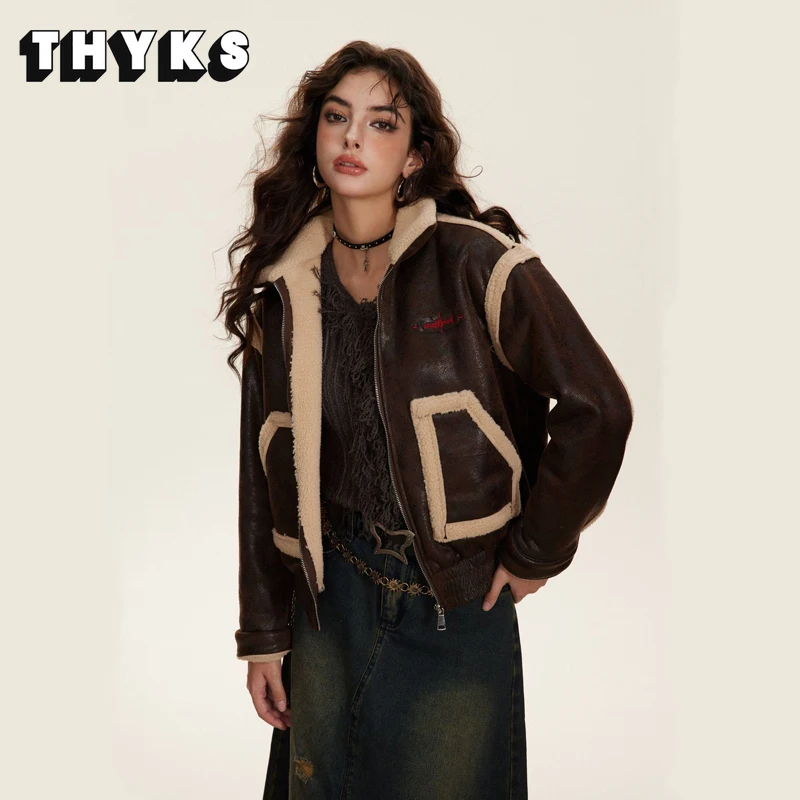 Short High-quality Lamb Wool Women's Leather Jackets Lapel Large Pocket American Retro Fashion Coat High Street Warm Cozy Jacket
Short High-quality Lamb Wool Women's Leather Jackets Lapel Large Pocket American Retro Fashion Coat High Street Warm Cozy Jacket