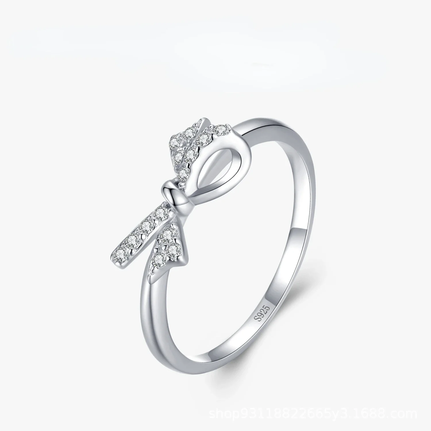 

STL S925 Sterling Silver Bow Ring for Women, Japan and South Korea, Sweet, Fresh, and Micro Diamond Set