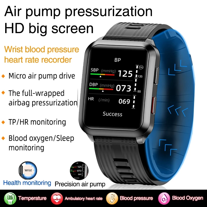 P60 Smartwatch Air Pump Airbag True Blood Pressure Oxygen Temperature Heart Rate Monitor Medical Sphygmomanometer Smart Watches
P60 Smartwatch Air Pump Airbag True Blood Pressure Oxygen Temperature Heart Rate Monitor Medical Sphygmomanometer Smart Watches