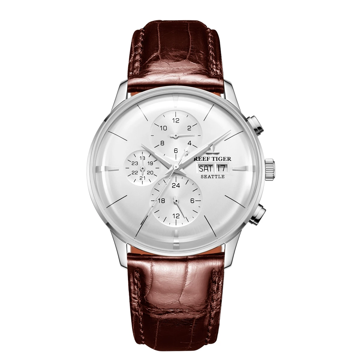 

Reef Tiger Men Automatic Watch 42mm Luxury Watch Mechanical Wristwatch Luminous Sapphire Month,Week,Date Miyota 9015 RGA1699