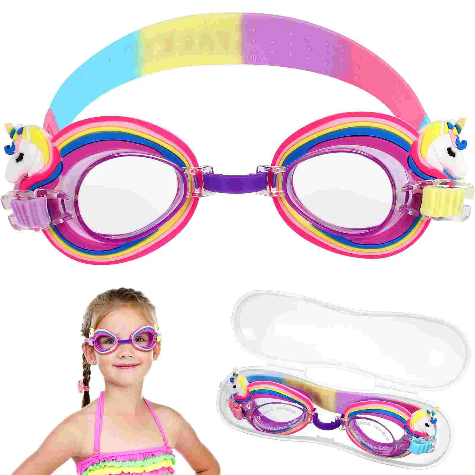 

Children's Swimming Goggles for Kids Cartoon Toddler Anti-fog Glasses Silica Gel Unicorn