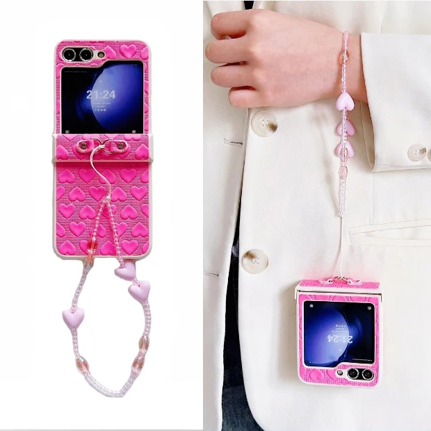 

Lanyard Cute Cartoon Case for Samsung Galaxy Z Flip 3 Zflip3 ZFlip4 Zflip5 Cover Z Flip 4 Z Flip 5 FLIP5 FLIP4 Bracelet Chain