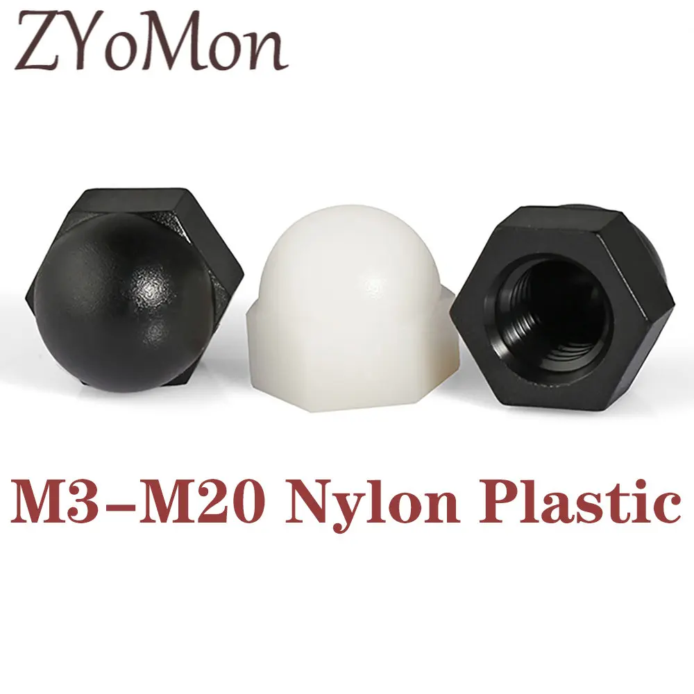 Купольные гайки с нейлоновым колпачком, белые/черные пластиковые шестигранные гайки M3 M4 M5 M6 M8 M10 M12 M14 M16 M18 M20 для изоляции 
Купольные гайки с нейлоновым колпачком, белые/черные пластиковые шестигранные гайки M3 M4 M5 M6 M8 M10 M12 M14 M16 M18 M20 для изоляции