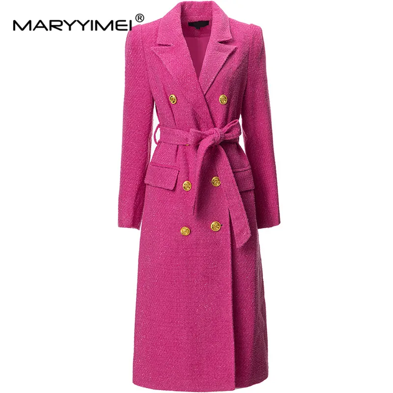 MARYYIMEI Runway Designer Autumn/Winter Outerwear Women's Lapel Classic Double-Breasted Girdle Around The Waist Woolen Coat
MARYYIMEI Runway Designer Autumn/Winter Outerwear Women's Lapel Classic Double-Breasted Girdle Around The Waist Woolen Coat