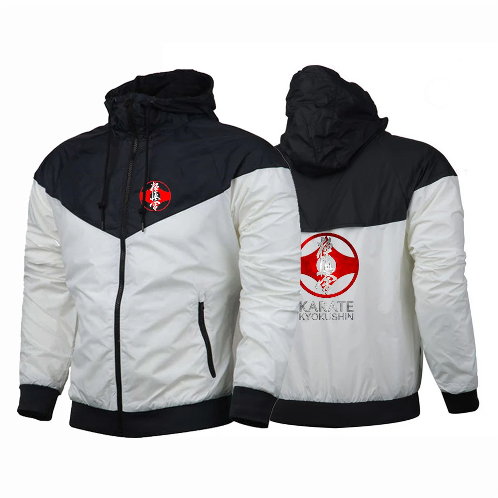 

Kyokushin Karate 2024 Men Spring and Autumn Printed Five-Color Color Matching Windbreaker Harajuku Zipper Jacket Coats