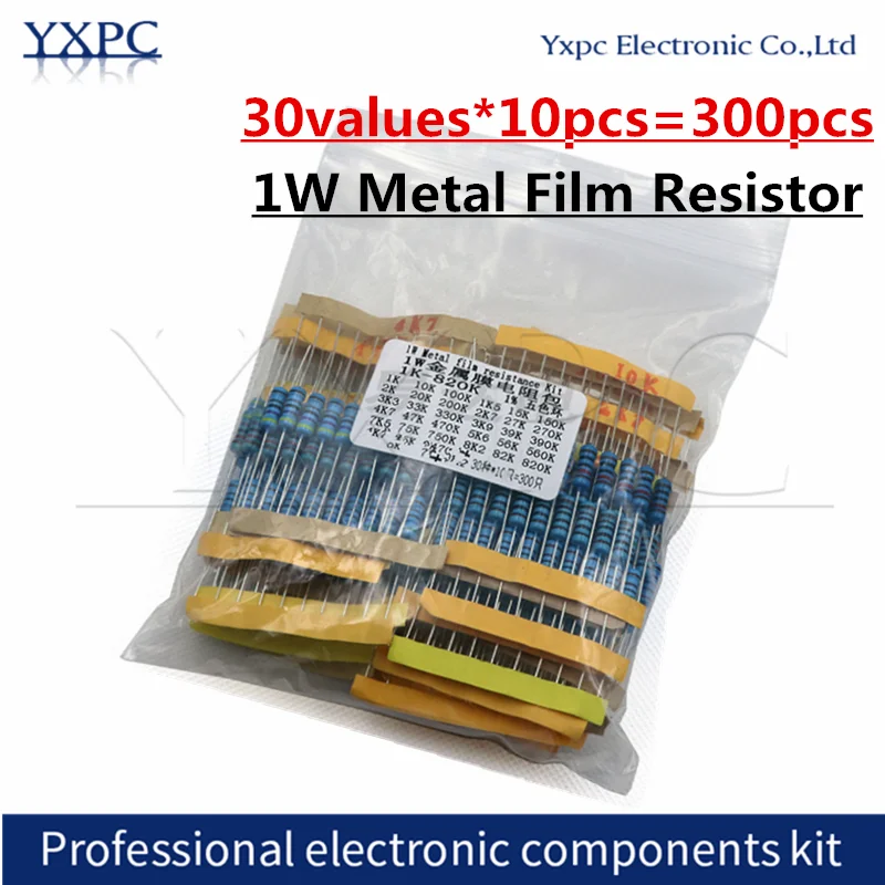 30Values*10pcs=300pcs 1% 1W Metal Film Resistor Assorted Kit 0.1 Ohm ~750 Ohm 1K~820K 0.1R-750R Resistance Set
30Values*10pcs=300pcs 1% 1W Metal Film Resistor Assorted Kit 0.1 Ohm ~750 Ohm 1K~820K 0.1R-750R Resistance Set