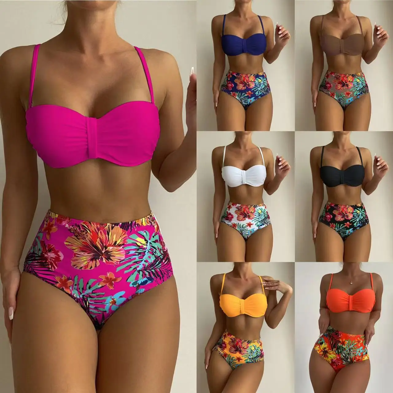 Women's Bikini Floral Patchwork Swimsuit Padded Back Tie-up Swimwear Sexy Push Up High Waist Beachwear Bathing Suits
Women's Bikini Floral Patchwork Swimsuit Padded Back Tie-up Swimwear Sexy Push Up High Waist Beachwear Bathing Suits