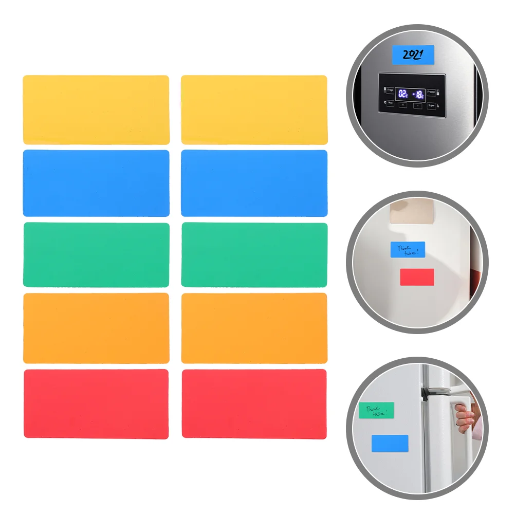 

10 Pcs Wipe Label Dry Erase Magnets Stickers Name off Markers Magnetic Labels Rubber for Whiteboard Refrigerator