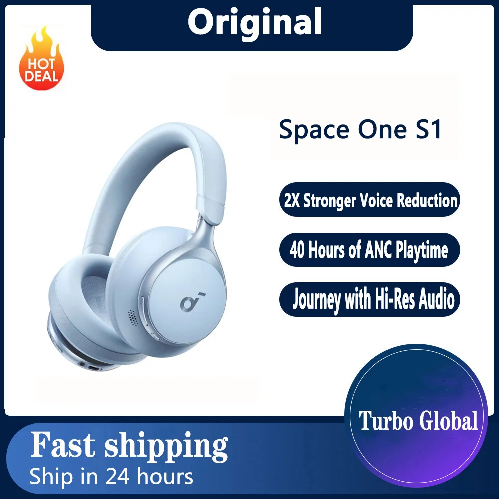 

Original Space One S1 Headphone Wireless Bluetooth 5.3 LDAC Dual Hi-Res Headset 98% Nosie Cancellation 55H Play Time
