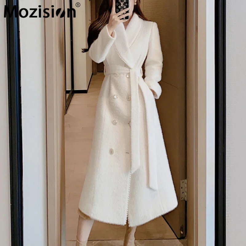 New Notched Collar With Sashes Woolen Coat Women Solid Double Breasted Mid-length Overcoat Ladies High Street Wool Coat
New Notched Collar With Sashes Woolen Coat Women Solid Double Breasted Mid-length Overcoat Ladies High Street Wool Coat