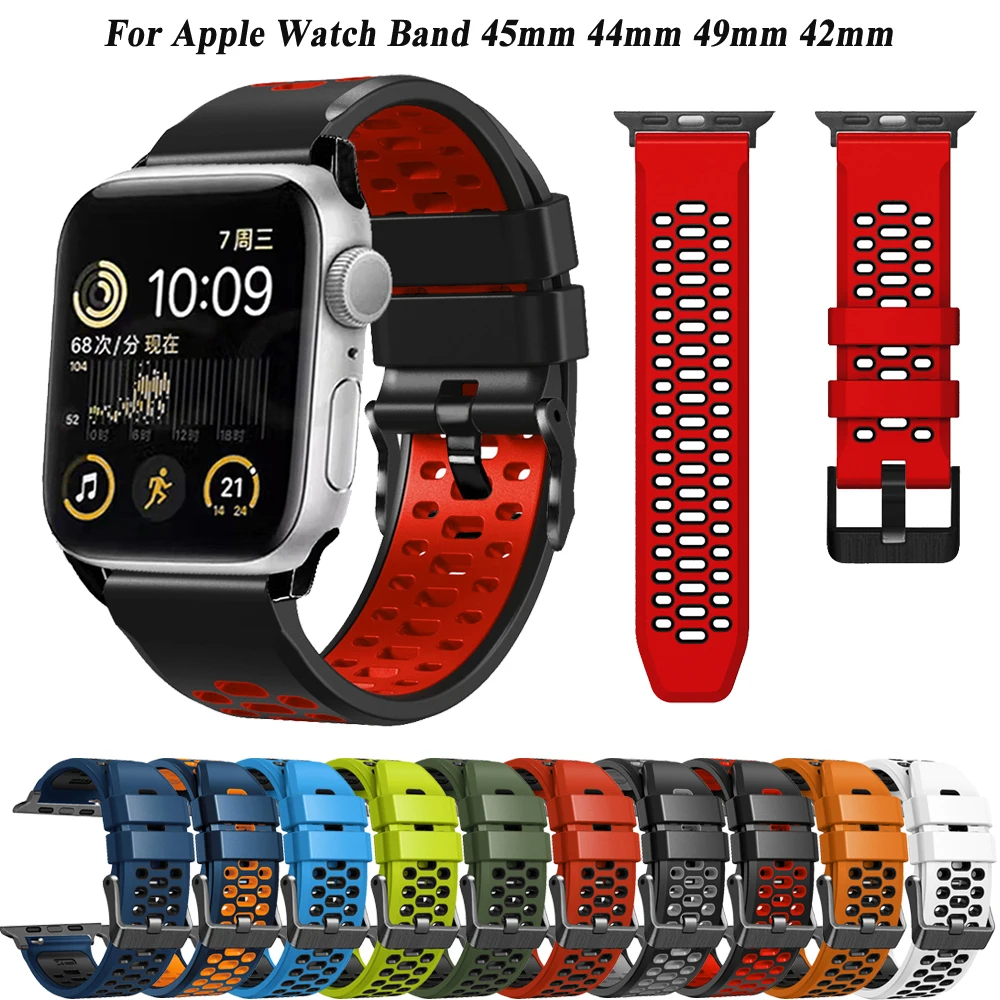 

Watchband Strap For Apple Watch Band 42mm 44mm 45mm 49mm Silicone Man Bracelet iWatch Serie Ultra 4 5 se 6 7 8 Wristbands Correa