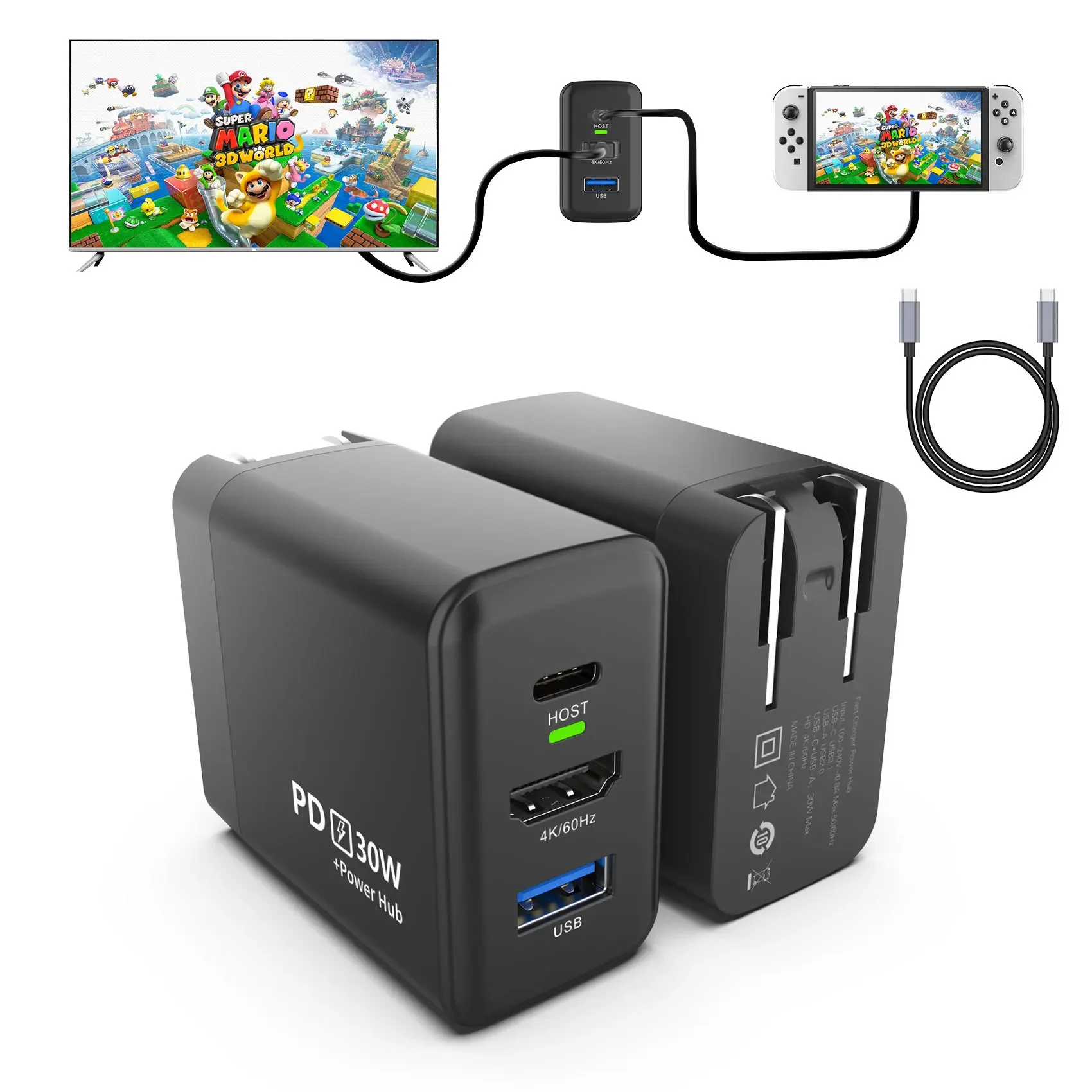 Адаптер питания PD30W для Nintendo Switch, хаб с OLED-экраном для быстрой зарядки, 4K6 0 Гц, портативная Плата расширения, адаптер стандарта США
Адаптер питания PD30W для Nintendo Switch, хаб с OLED-экраном для быстрой зарядки, 4K6 0 Гц, портативная Плата расширения, адаптер стандарта США