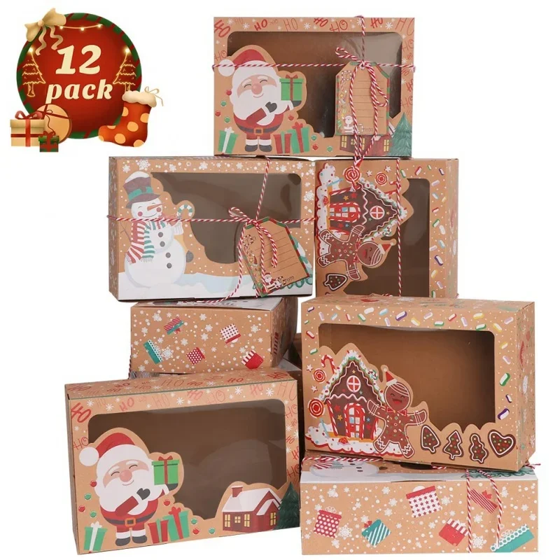 Custom Ourwarm Xmas Present Christmas Window Cake Box Design For Christmas Bakery Cookie Cake Brownie Packaging
Custom Ourwarm Xmas Present Christmas Window Cake Box Design For Christmas Bakery Cookie Cake Brownie Packaging