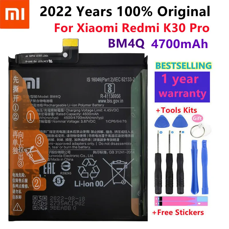 100% Original Replacement Battery BM4Q For Xiaomi Redmi K30 Pro K30Pro Genuine Phone Battery 4700mAh+Tools
100% Original Replacement Battery BM4Q For Xiaomi Redmi K30 Pro K30Pro Genuine Phone Battery 4700mAh+Tools