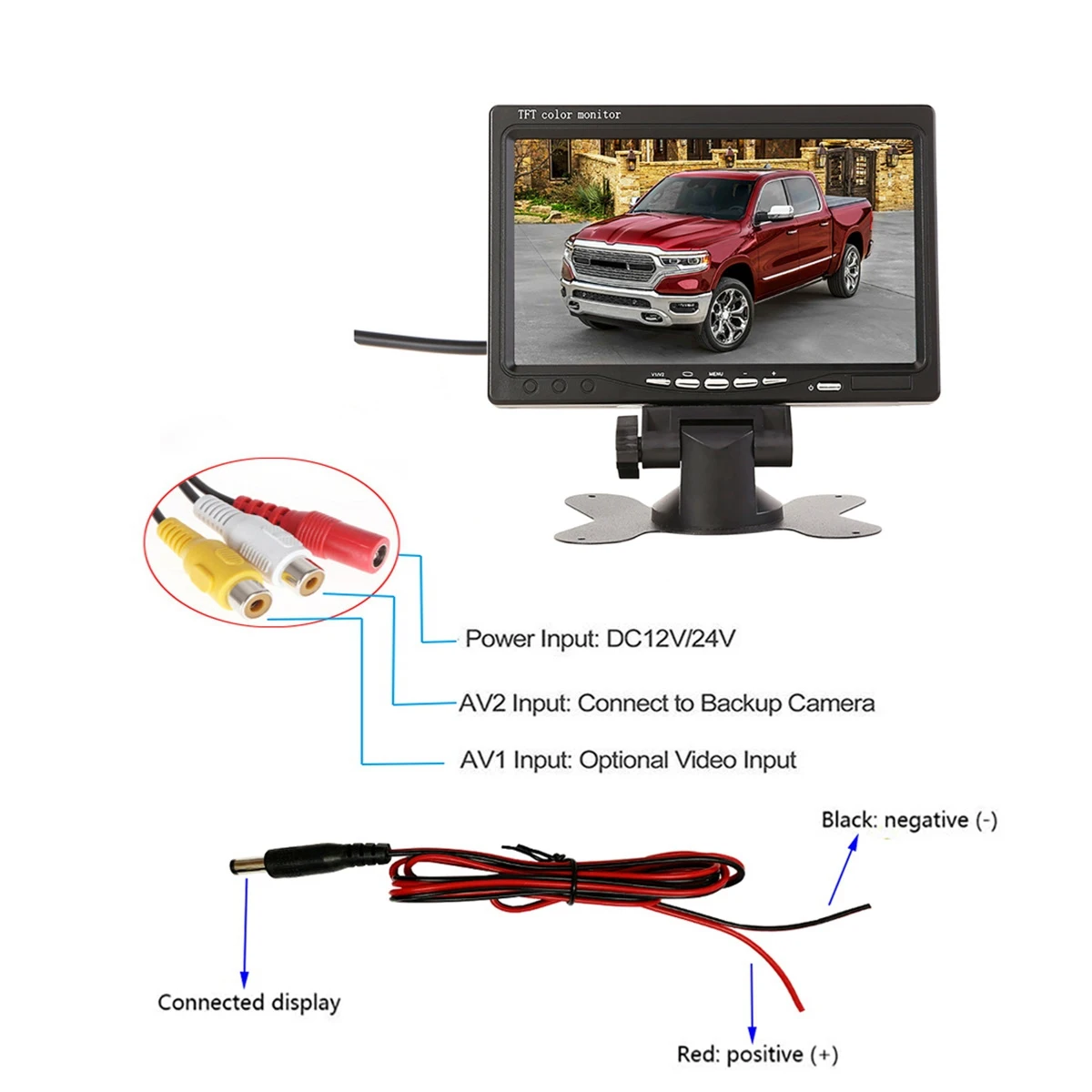 12V-24V 7 Inch TFT LCD Color HD Monitor for Car Truck CCTV Reverse Rear View Backup Camera
12V-24V 7 Inch TFT LCD Color HD Monitor for Car Truck CCTV Reverse Rear View Backup Camera