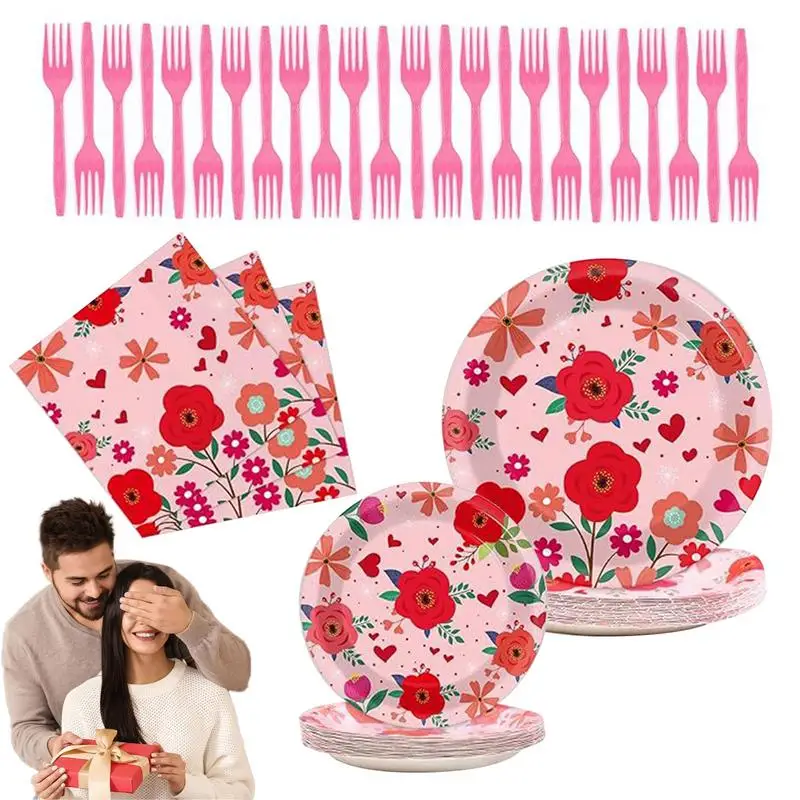 96 Pcs Valentines Day Tableware Set Pink Flower Party Supplies Color Printing Waterproof Birthday Plates kitchen accessories
96 Pcs Valentines Day Tableware Set Pink Flower Party Supplies Color Printing Waterproof Birthday Plates kitchen accessories