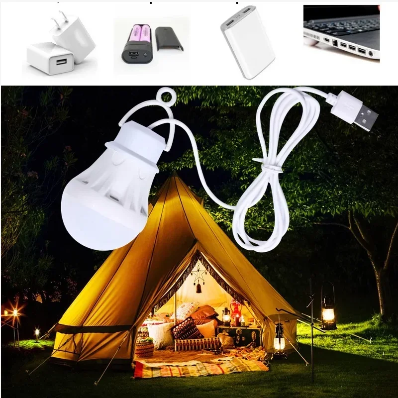 

1/2PCS Portable Lantern Camp LightsBulb 3W/5W/7W Power Outdoor Camping Multi Tool 5V LED for Tent Camping Gear Hiking USB Lamp