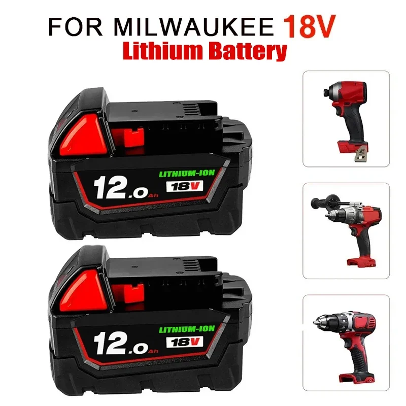 

18V 12.0Ah Replacement for Milwaukee M18 XC Lithium Battery 48-11-1860 48-11-1850 48-11-1840 48-11-1820 Rechargeable Batteries
