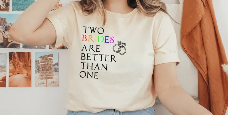 Lesbian Shirt, Two Brides Are Better Than One Shirt Pride Wedding Shirt Bachelorette Fashion 100%Cotton Streetwear Drop Shipping
Lesbian Shirt, Two Brides Are Better Than One Shirt Pride Wedding Shirt Bachelorette Fashion 100%Cotton Streetwear Drop Shipping