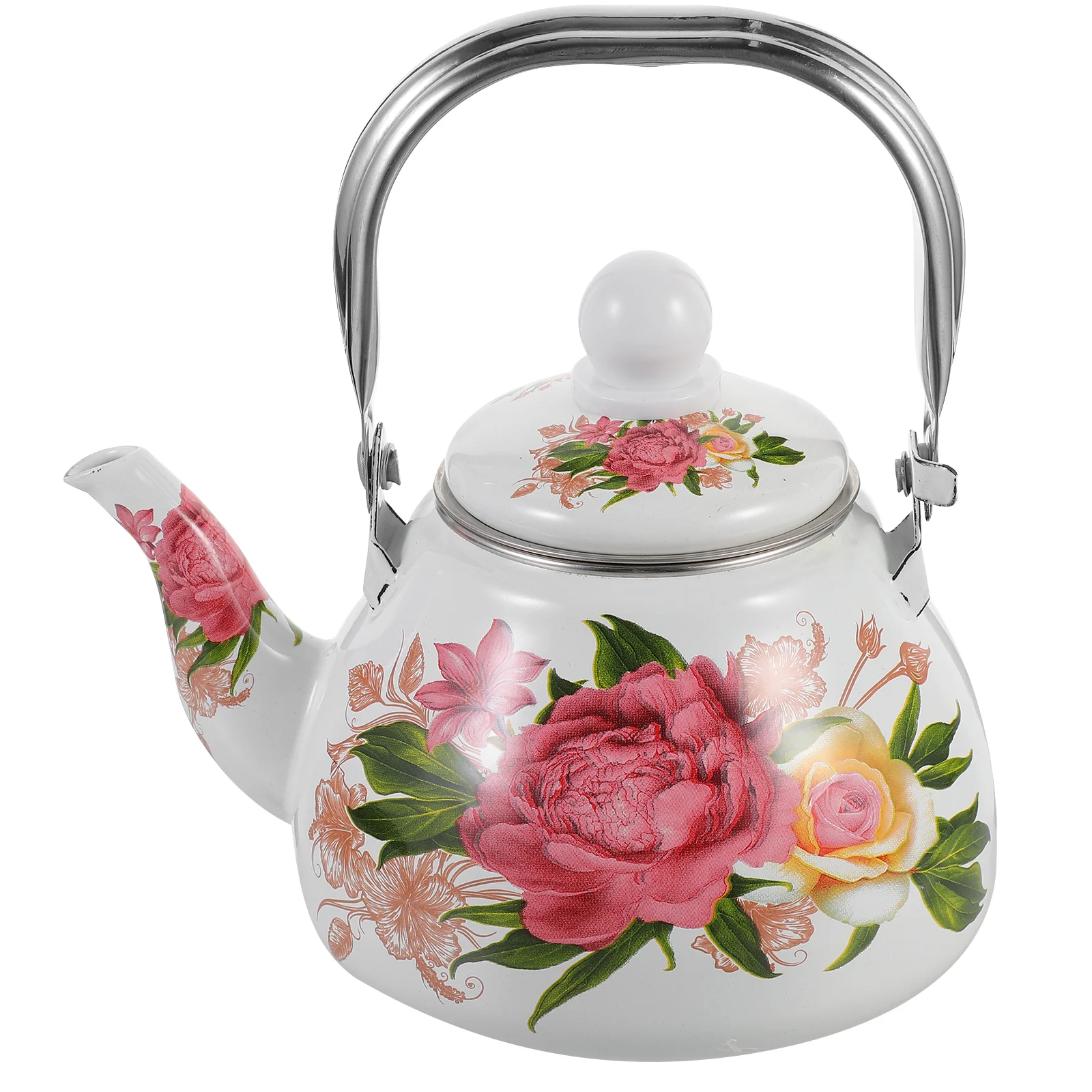 

Enamel Tea Kettle for Stovetop Vintage Floral Pattern Teakettle with Infuser